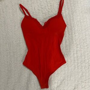 SKIMS Red Lace Bodysuit